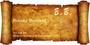Bondy Botond névjegykártya
